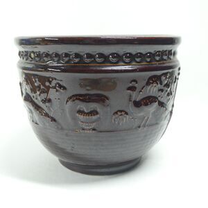 Peacock at the Fountain Brush McCoy Jardiniere Planter Pot Brown Vintage